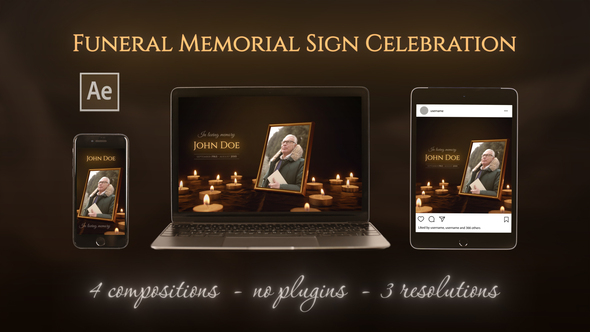 Funeral Memorial Sign Celebration Video Displays template preview