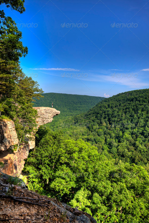 Hiker on Cliff - Stock Photo - Images