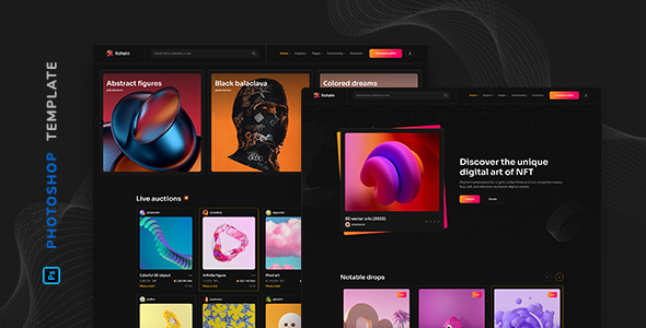 Xchain – NFT Marketplace Template for Photoshop