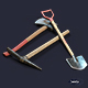 Pick and shovel and axe