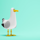 Cartoon Sea gull stands on the blue background - PhotoDune Item for Sale