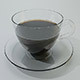 3d model of realistic glass cup of hot black steamed coffee