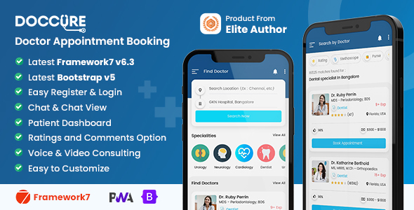 Wondrous Doccure - Doctors Appointment Booking Management Mobile App Template (Framework7 + Bootstrap + PWA)