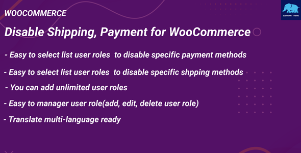 Disable Shipping, Payment for WooCommerce
