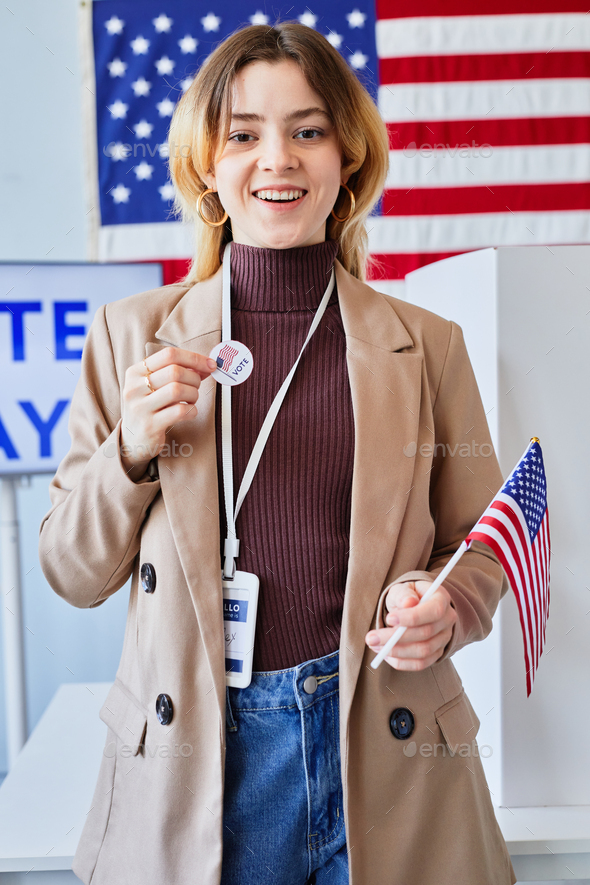 Portrait of Young American Woman Voting
