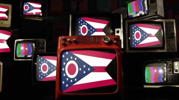 Flag of the US State of Ohio on Retro TV Stack. alt
