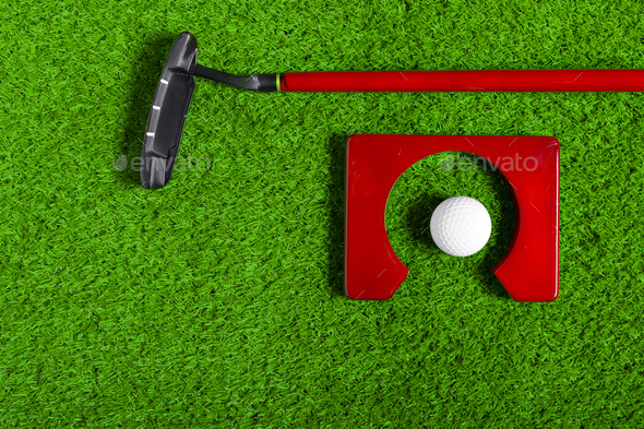 Golf ball and Golf Club on Grass - Stock Photo - Images