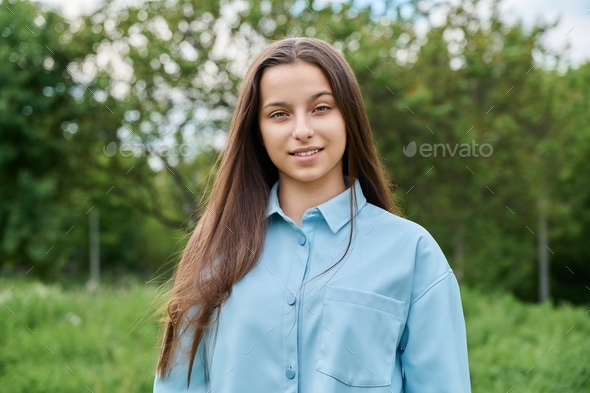 portrait of pretty 15 year old girl Stock Photo