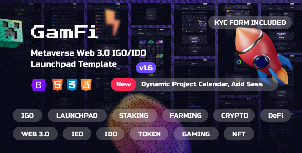 Extraordinary GamFi - Metaverse Web3 IGO Launchpad HTML5 Template