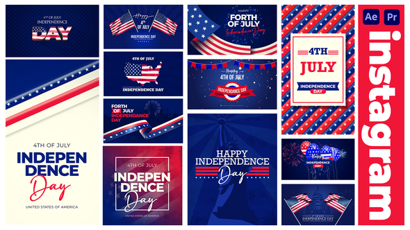 4th of July Independence Day |  Instagram Stories & Posters Elements template preview