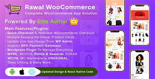 Rawal - React Native Woocommerce Full Mobile Application Solution with Setting Plugin