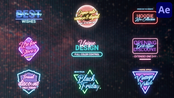 Black Friday Neon Titles for After Effects