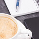 Smartphone, coffee with milk and notepad for notes. Work or relaxation with mobile phone - PhotoDune Item for Sale