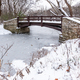 Rustic Bridge Over Frozen River In Winter. - PhotoDune Item for Sale
