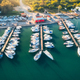 Aerial view of boats and yachts in dock at sunset in summer - PhotoDune Item for Sale