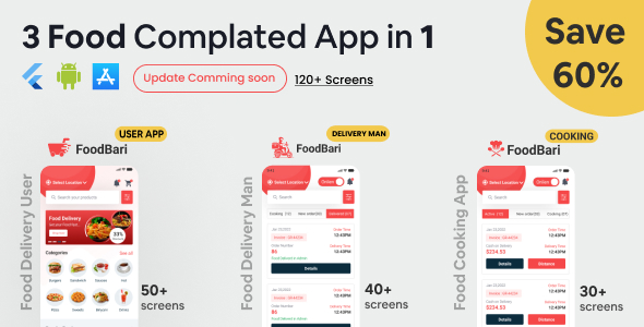 FoodBari Flutter - Food Order, Deliveryman & Kitchen App Ui Kit