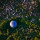 Hot air balloons. Aerial view hot air balloons flying  over summer countryside - PhotoDune Item for Sale