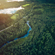 Aerial view road and river flowing through the green forest in Finland - PhotoDune Item for Sale