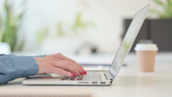 Typing on Laptop, Side View alt