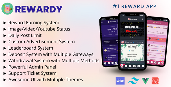 Rewardy - Status App with Reward Points + PWA + Backend