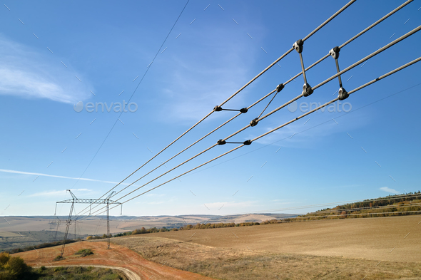 High voltage power line with insulation divider of electric power wires for safe delivering of
