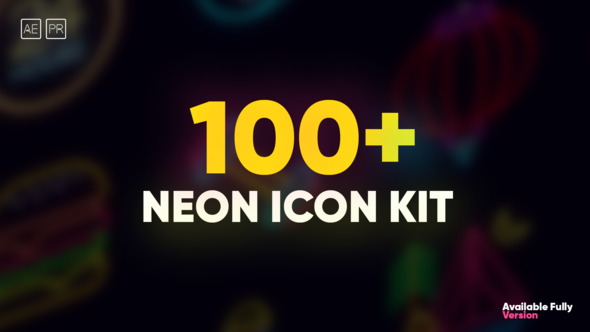 100 Neon Icon Set