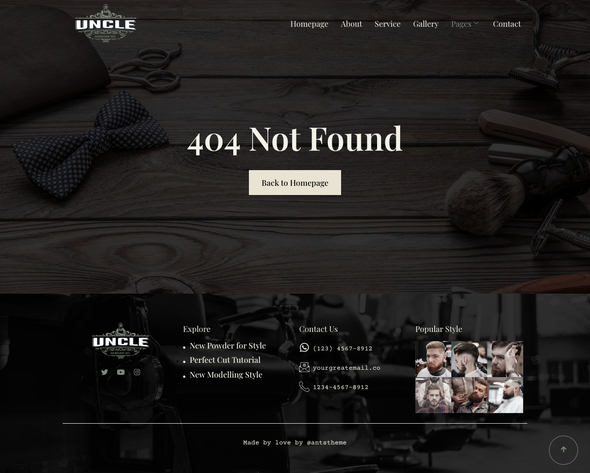 Uncle - Barbershop Elementor Template Kit