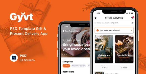 Gyvt - PSD Template Gift & Present Delivery App