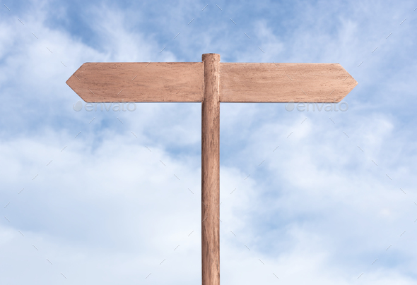 Blank Signpost with two planks on opposite way