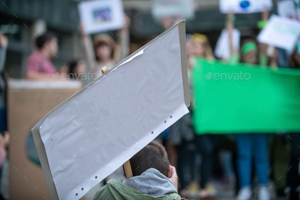 Group of People on the Street in climate Change Protest. - Stock Photo - Images