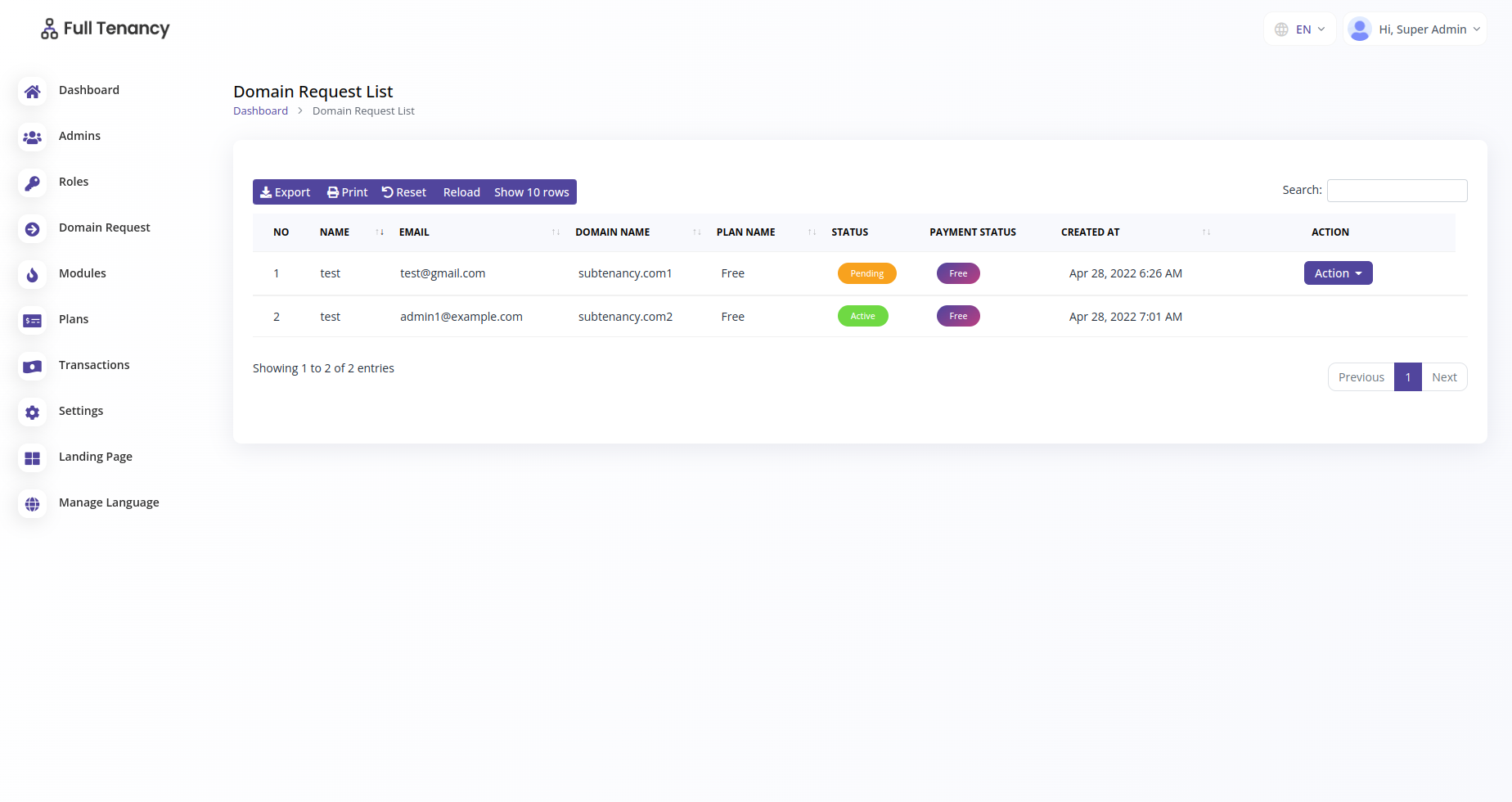 Full Tenancy - Domains, Database, Users, Role, Permissions & Settings ...