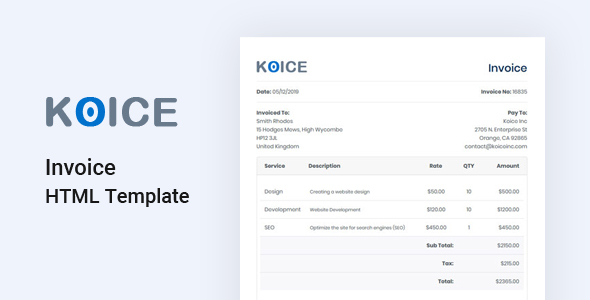 Invoice HTML Template by HarnishDesign | ThemeForest