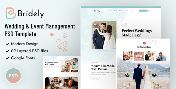 Bridely | Wedding & Event Management PSD Template