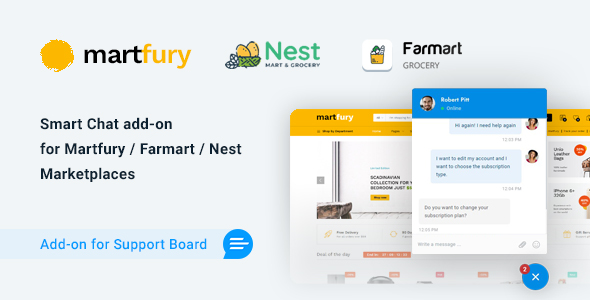Martfury / Farmart / Nest Chat & Support App for Support Board