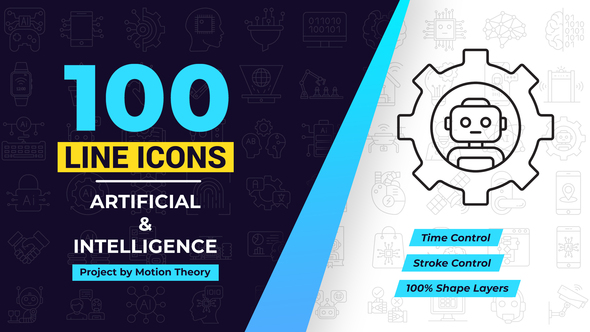 100 Artificial Intelligence Line Icons