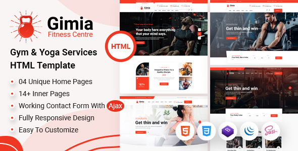 Special Gimia - Gym & Yoga Services HTML Template