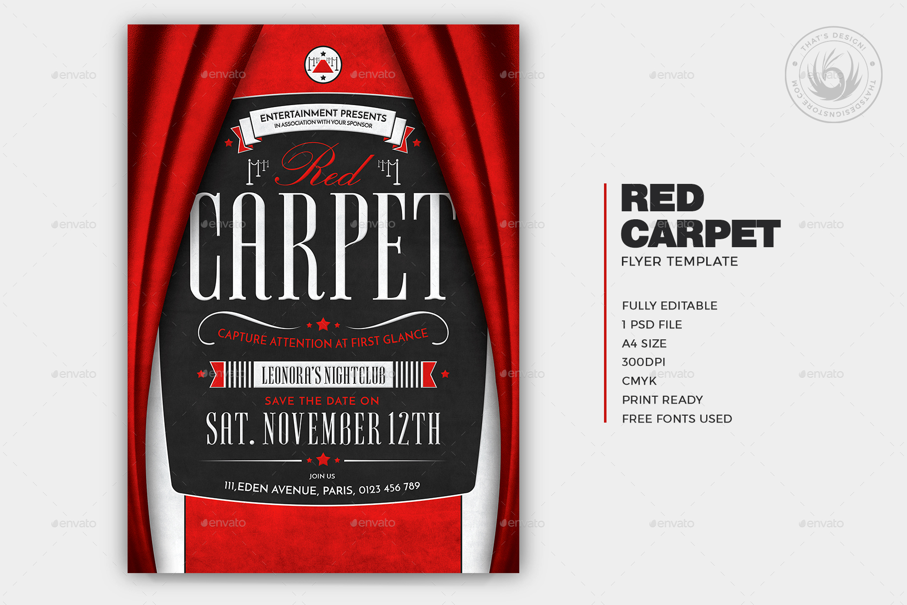 Red Carpet Flyer Template, Print Templates GraphicRiver