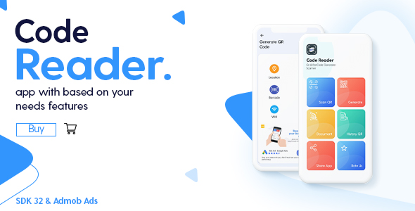 Code Reader - QR + Doc Scanner -  Android App with - Admob Ads