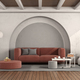 Modern sofa in a living room with old walls and archway - PhotoDune Item for Sale