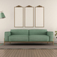 Elegant living room with green sofa - PhotoDune Item for Sale