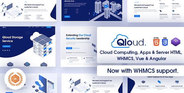 Excellent Qloud - Cloud Computing, Apps & Server HTML, WHMCS, Vue & Angular Template