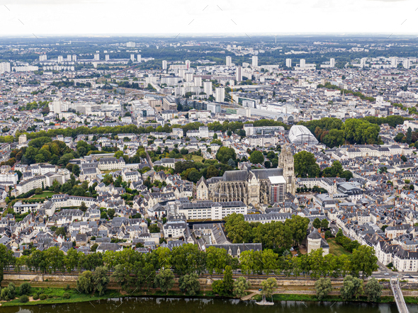 Aerial view of Tours city, Val-de-Loire - Stock Photo - Images