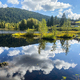 Beautiful clouds reflection in water of Lispach lake in the La Bresse, Vosges - PhotoDune Item for Sale