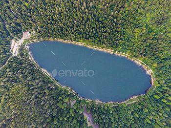 Aerial view of the Lac des corbeaux, Voges, La Bresse, Lake Crows