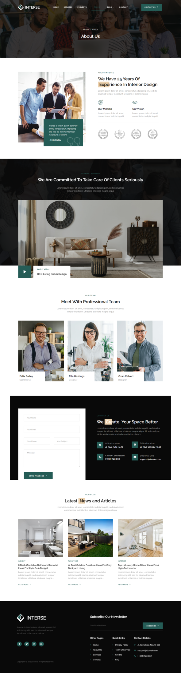 Interse ? Interior Design & Architecture Elementor Template Kit