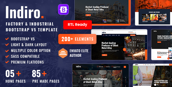 Indiro | Factory and Industry Bootstrap 5 HTML Template + RTL