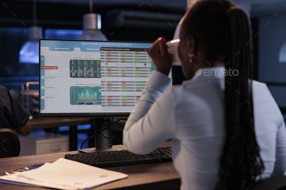 Financial trader analyzing stock market exchange trend - Stock Photo - Images