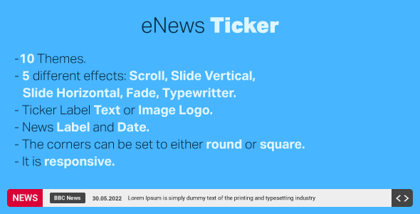 eNews Ticker - Breaking News Ticker for WordPress