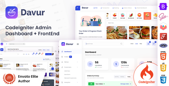 Davur - Restaurant Codeigniter Admin Dashboard + FrontEnd