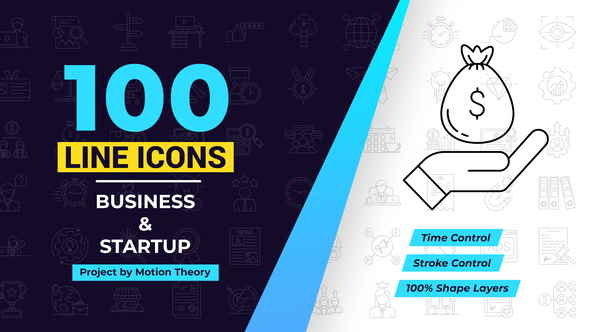 100 Business & Startup Line Icons